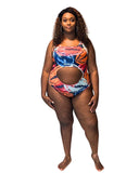 Tropical 2 piece curvy swimsuit