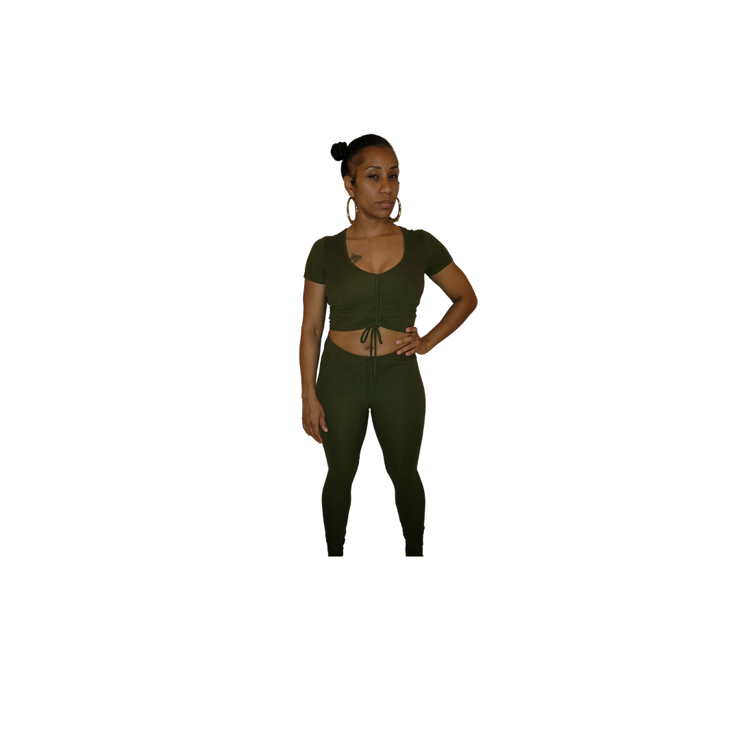 Feelin myself olive green 2 piece set