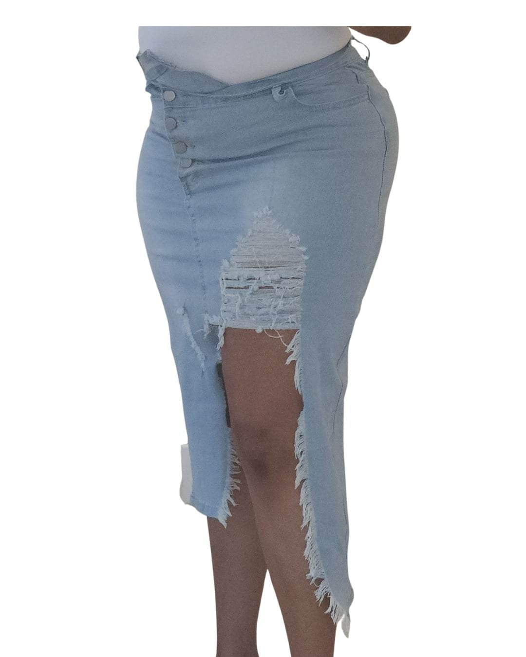 Peek- A- boo Asymmetrical denim skirt