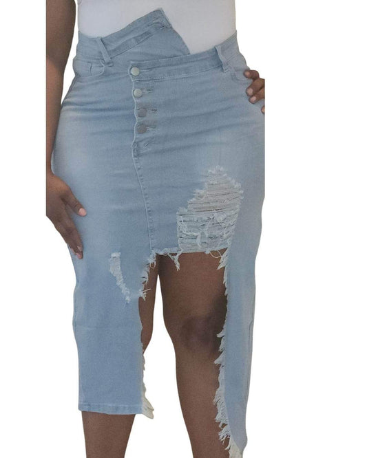 Peek- A- boo Asymmetrical denim skirt