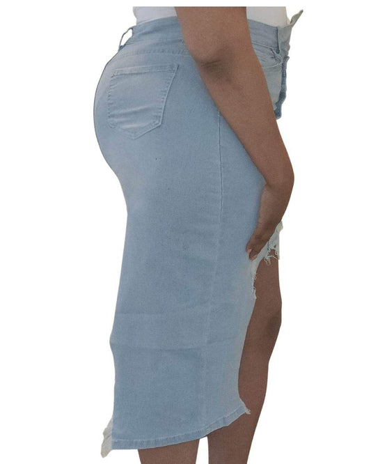 Peek- A- boo Asymmetrical denim skirt